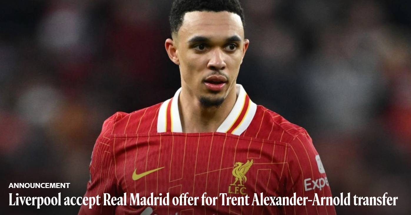 利物浦官方：接受皇马对阿诺德的转会报价，感谢球员多年贡献